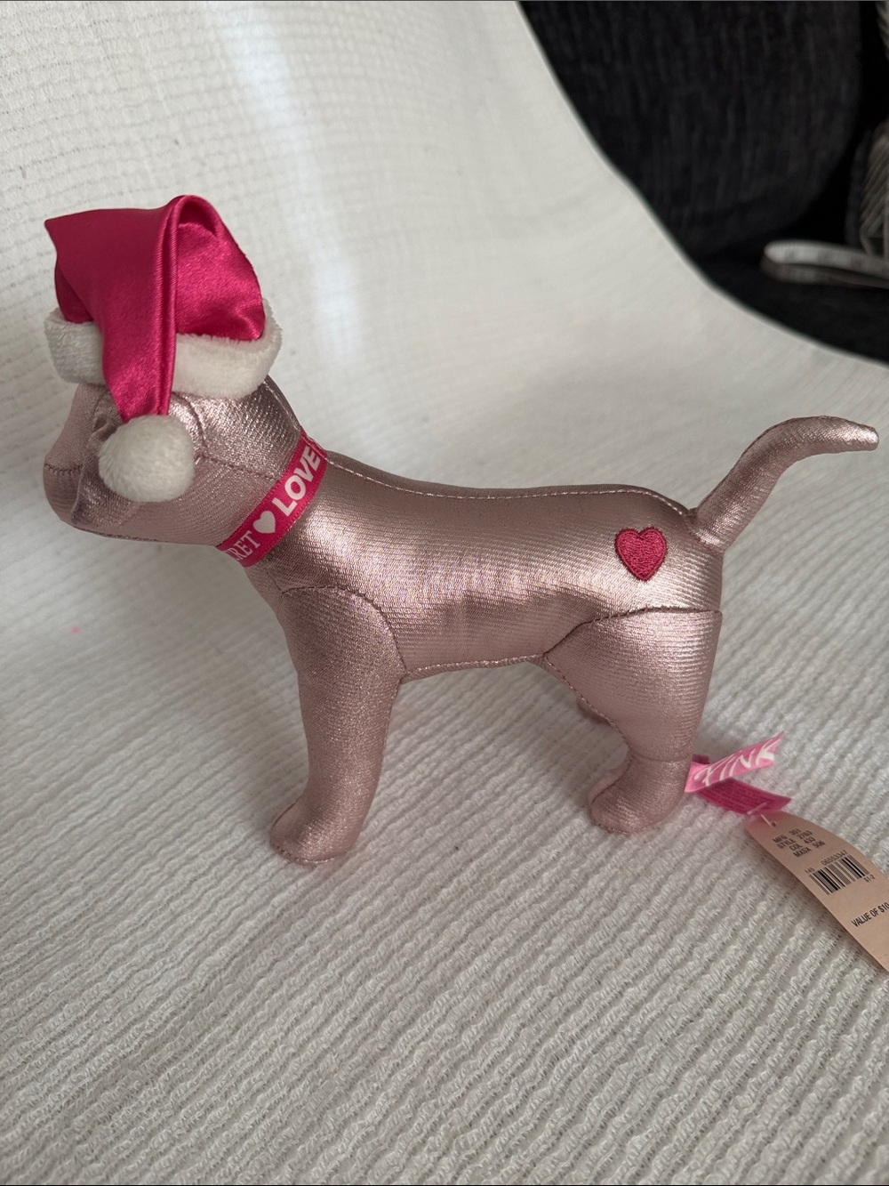 PINK Victoria's Secret Shimmering Pink Dog Figure with Heart Accent Limited Ed.